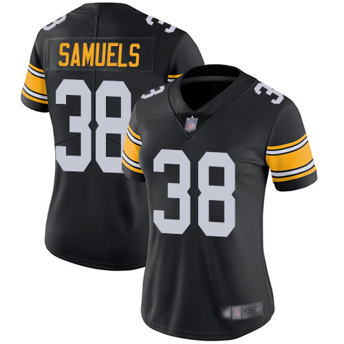 Women Pittsburgh Steelers Football #38 Limited Black Jaylen Samuels Alternate Vapor Untouchable Nike NFL Jersey